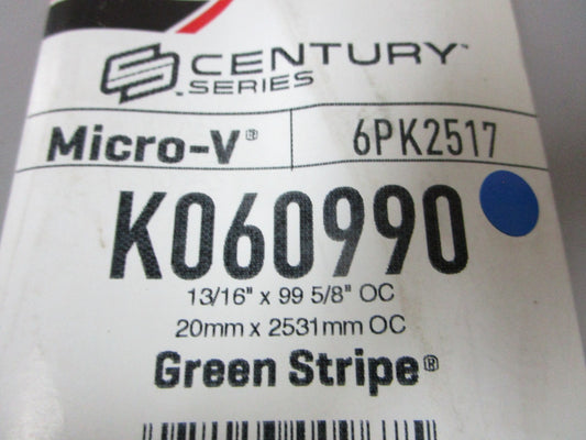 NEW K060990 Gates Micro-V Green Stripe 13/16" x 99 ⅝" Serpentine Belt 0720