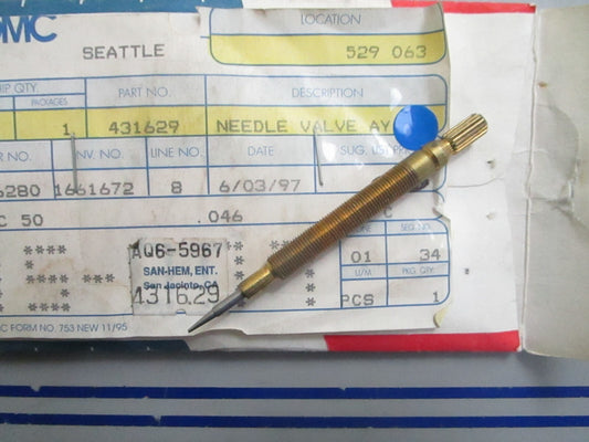 *NEW OEM* 0820 OMC Johnson Evinrude Needle Valve Ay 431629 0431629