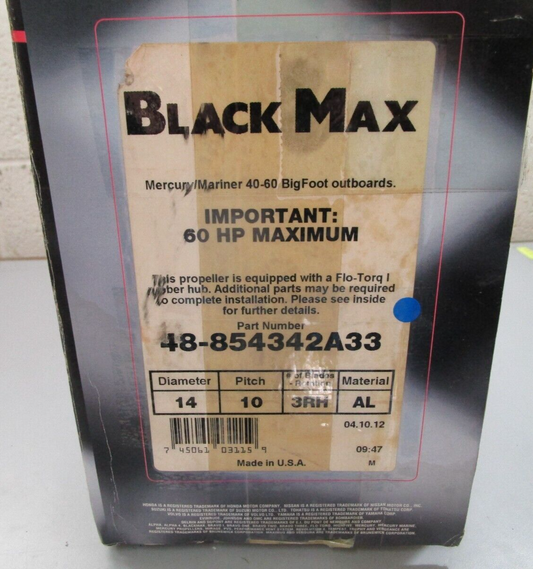 *NEW OEM* 0820 Mercury Black Max 14 × 10 Propeller 48-854342A33