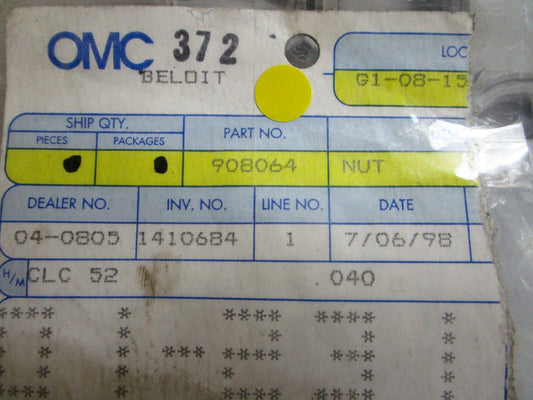 *NEW OEM* (LOT OF 3) 0810 OMC Johnson Evinrude Nut 908064 0908064