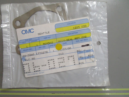 *NEW OEM* 0770 OMC Johnson Evinrude Shim-Seal 909502 0909502