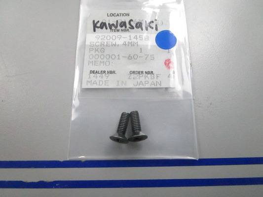 NEW OEM (LOT OF 2) Kawasaki 92009-1458 4mm Screw 0810