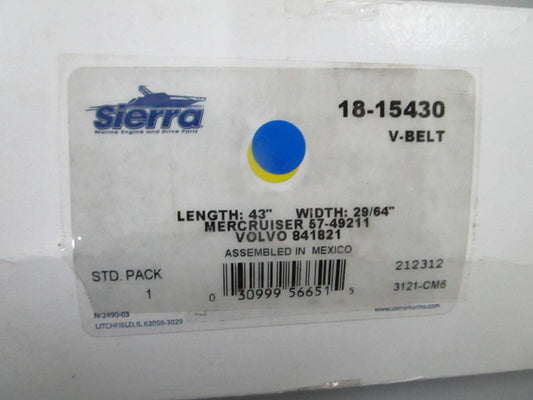 *NEW* 0780 Sierra Fuel V-Belt 18-15430 Replace: Mercruiser/Volvo 57-49211 841821