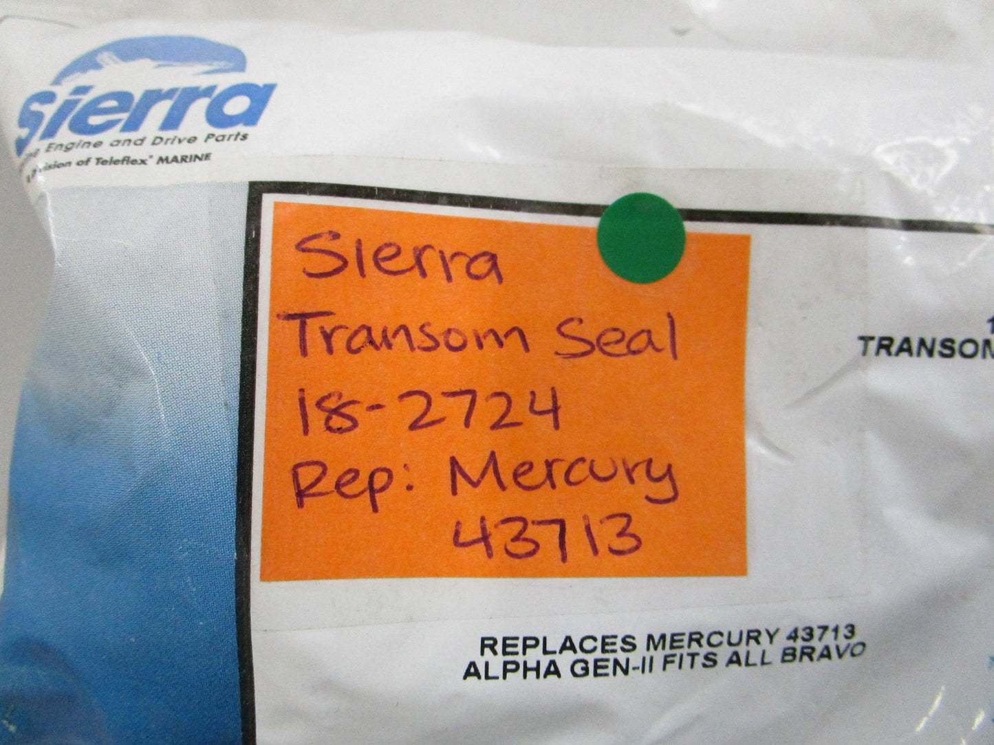 NEW 18-2724 Replaces: Mercury 43713 Sierra Transom Seal 0810