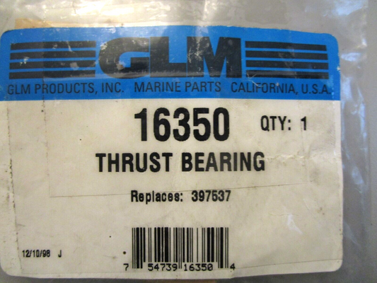 *NEW* 0750 GLM Products, Inc. THRUST BEARING 16350