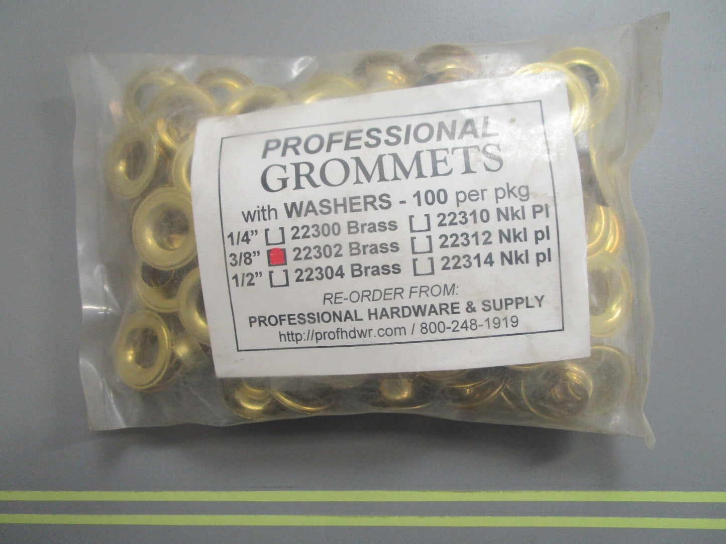 *NEW* 0810 Professional Hardware 100 Grommets w/ Washers 22302