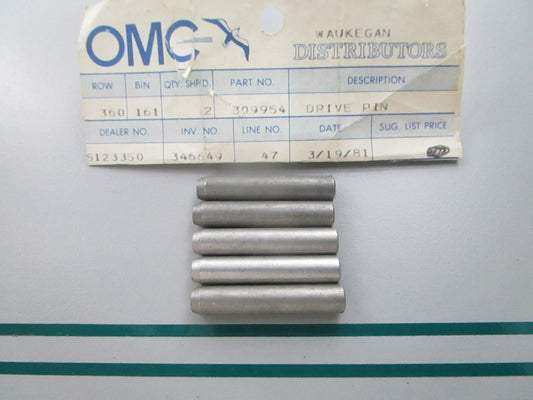 NEW OEM (LOT OF 5) 309954 0309954 OMC Johnson Evinrude Drive Pin 0810