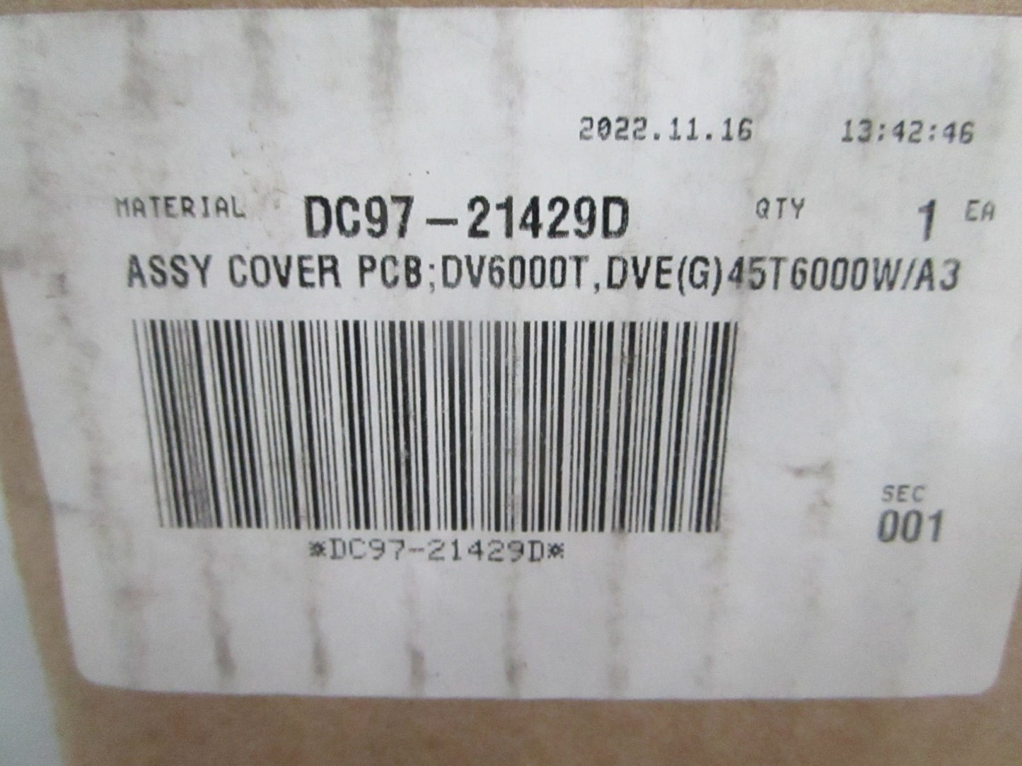 *NEW OEM* 0820 Samsung DV6000T Control Board DC97-21429D