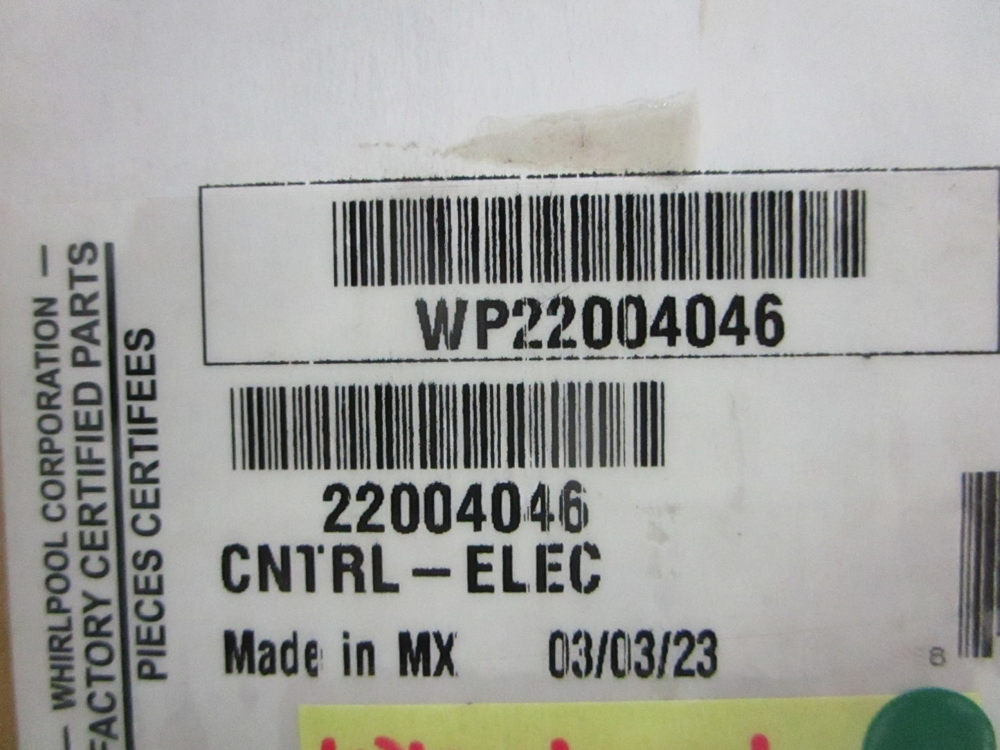 NEW OEM WP22004046 Whirlpool Washer Motor Control Board 0820