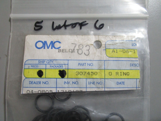 *NEW OEM* (LOT OF 6) 0770 OMC Johnson Evinrude O Ring 307450 0307450