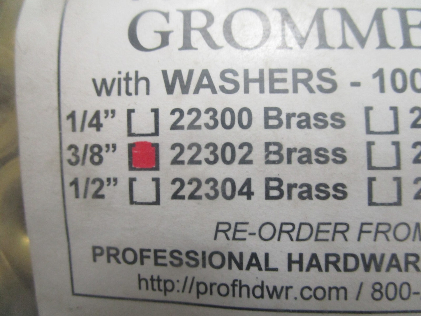 *NEW* 0810 Professional Hardware 100 Grommets w/ Washers 22302