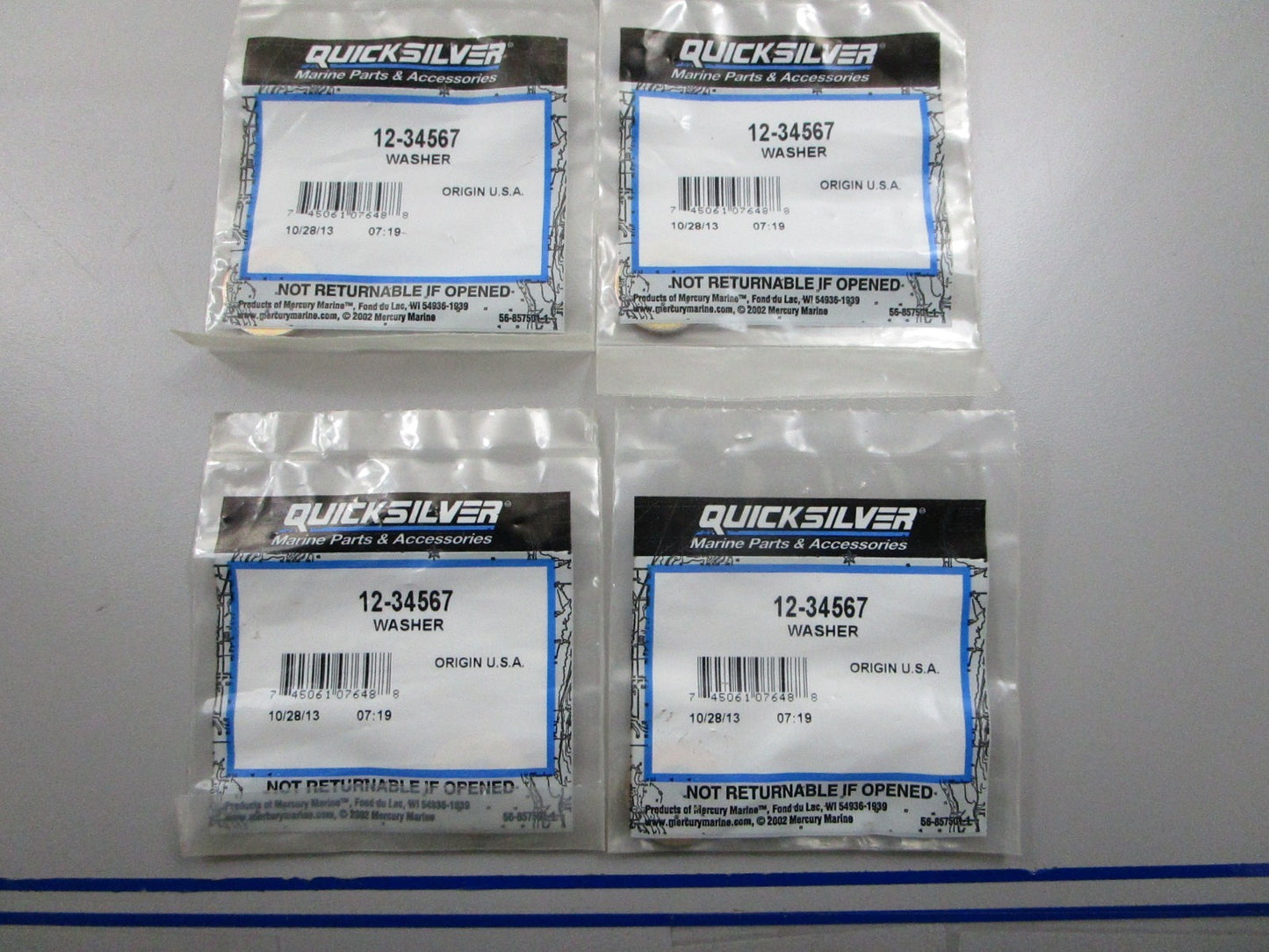 *NEW OEM* (LOT OF 4) 0810 Mercury Quicksilver Washer 12-34567