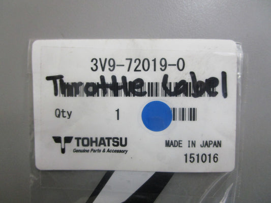 *NEW OEM* 0810 Tohatsu Throttle Label 3V9-72019-0 3V9720190