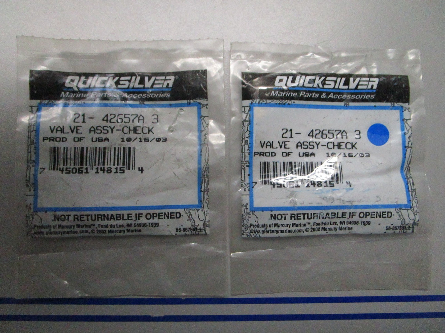 *NEW OEM* (LOT OF 2) 0720 Mercury Quicksilver Check Valve Assembly 21-42657A3