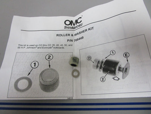 *NEW OEM* 0810 OMC Johnson Evinrude Roller & Washer Kit 766449 0766449