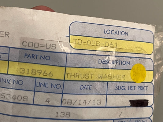 *NEW OEM* 0810 OMC Johnson Evinrude Thrust Washer 318966 0318966