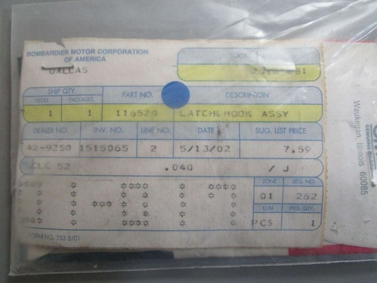 *NEW OEM* 0770 OMC Johnson Evinrude Latch Hook 116529 0116529