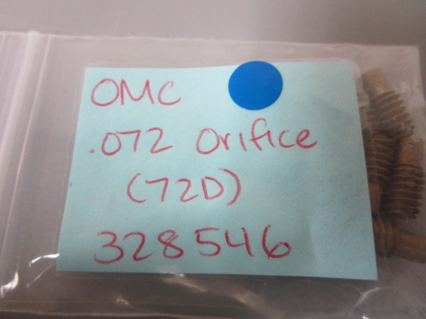*NEW OEM* 0720 OMC Johnson Evinrude 72D .072 Orifice 328546 0328546