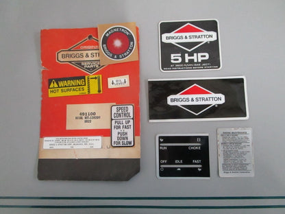 NEW OEM 491100 Briggs & Statton Decal Kit 0820