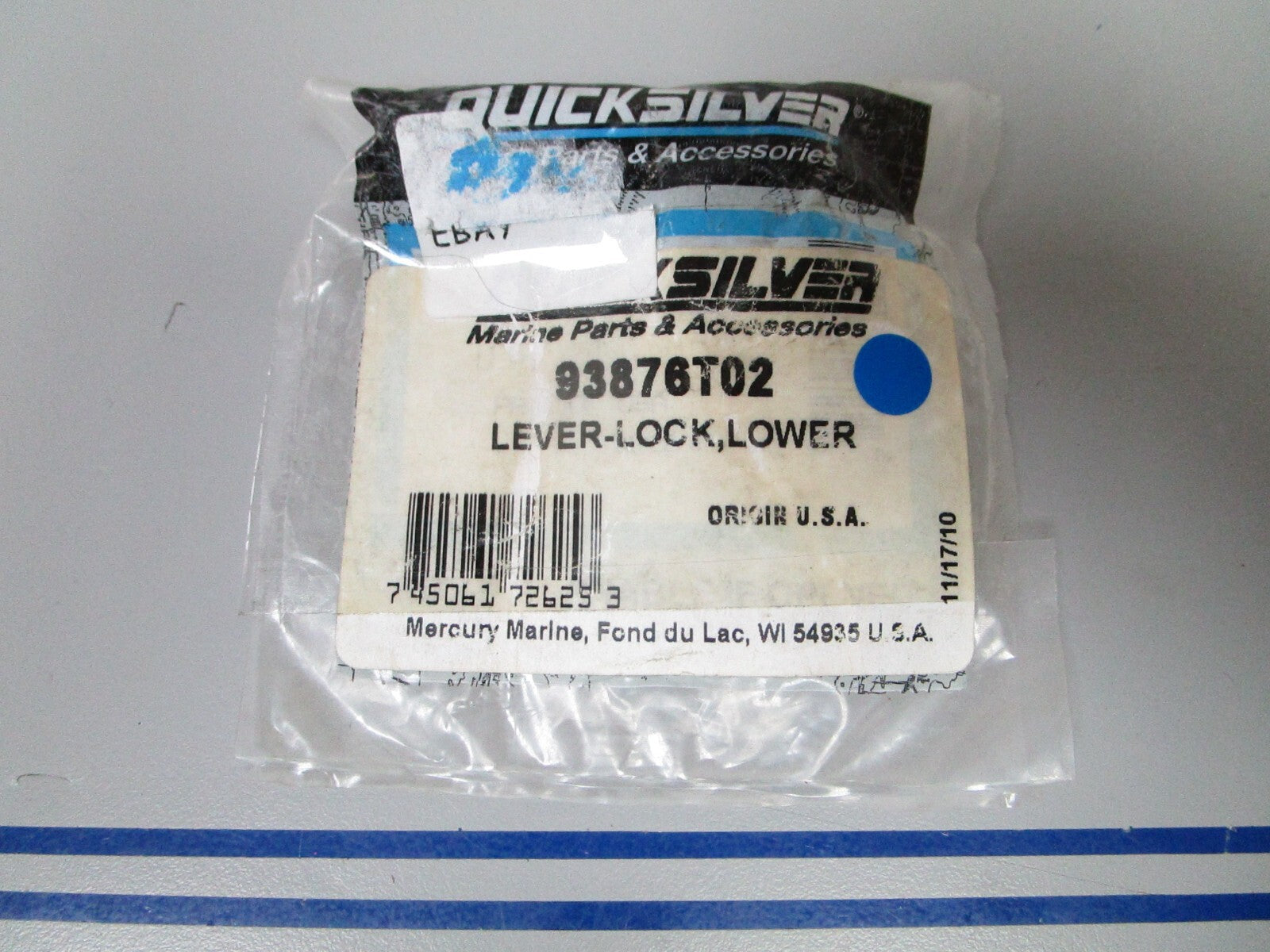 *NEW OEM* 0810 Mercury Quicksilver Lower Lock Lever 93876T02