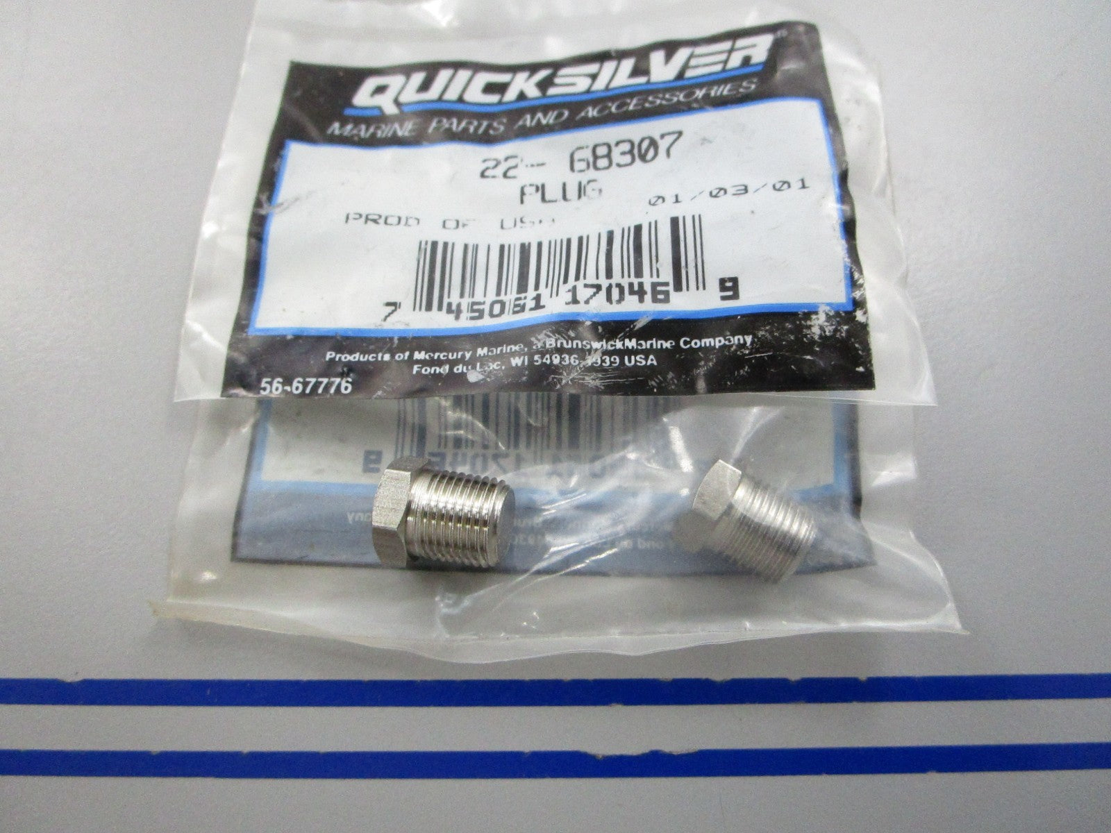 NEW OEM (LOT OF 2) 22-68307 Mercury Quicksilver Plug 0810