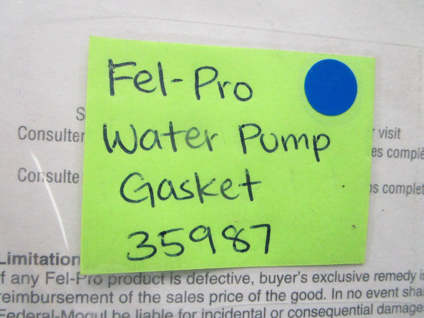 *NEW* 0810 Fel-Pro Water Pump Gasket 35987