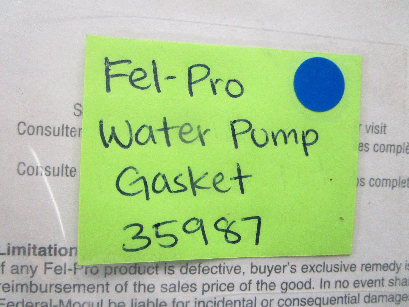 *NEW* 0810 Fel-Pro Water Pump Gasket 35987
