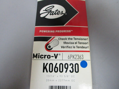 NEW K060930 Gates Micro-V 13/16" x 93 ⅝" Serpentine Belt 0720