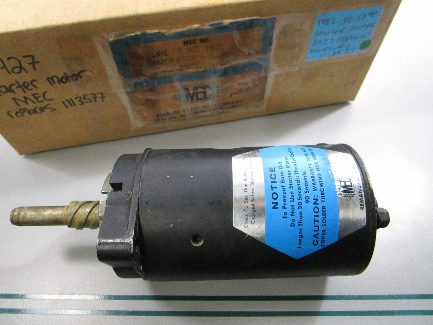 NEW 3927 Replaces: Mercury 1113577 MEC 35-50 HP Starter Motor 0810