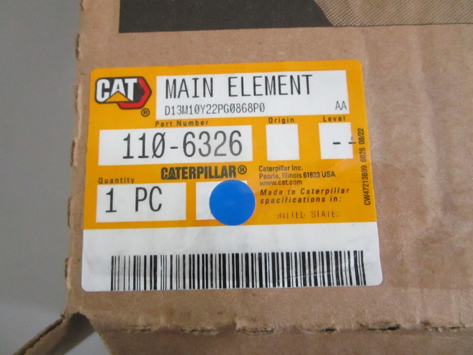 *NEW OEM* 0820 CAT Main Element 110-6326