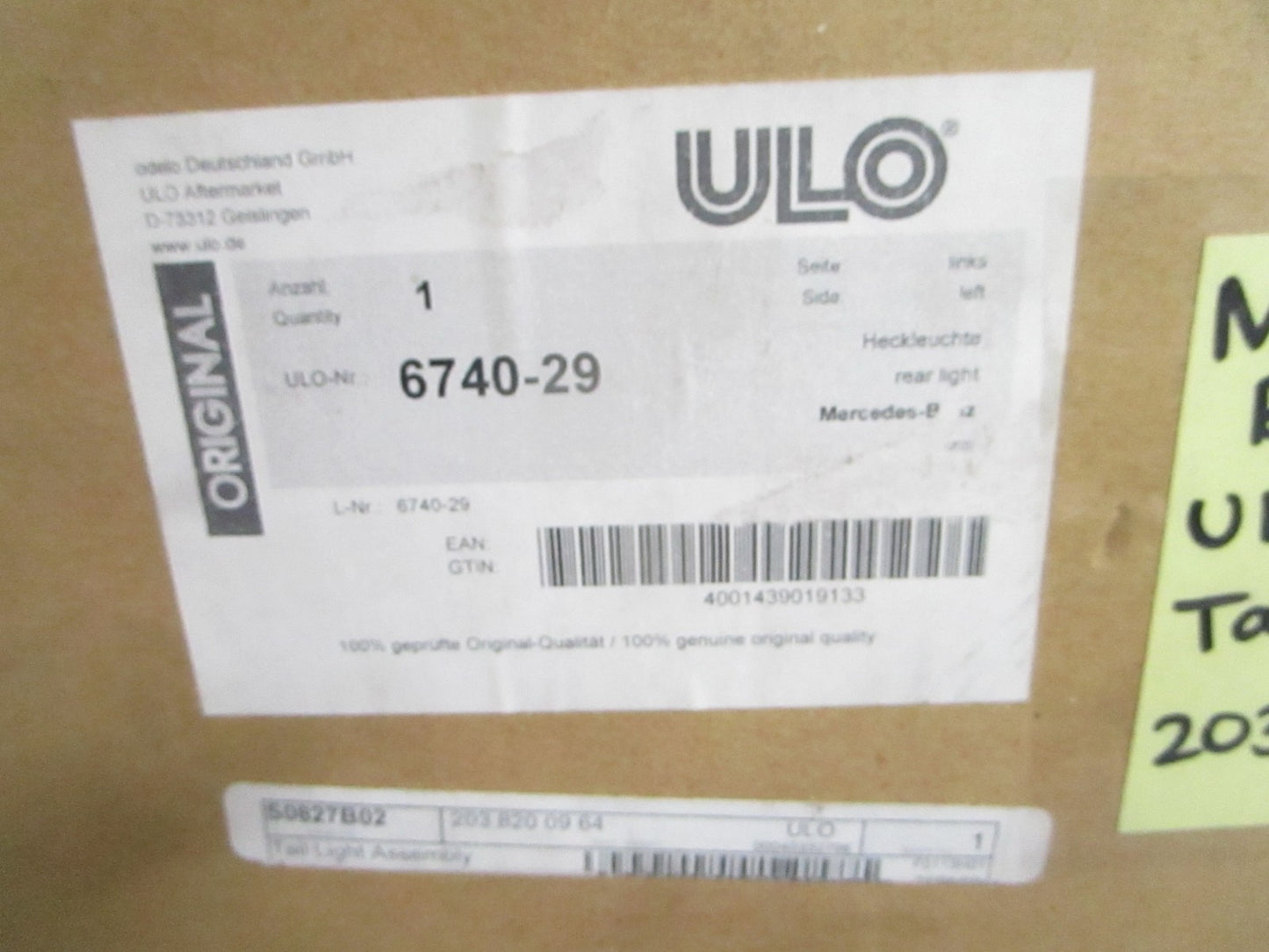 NEW OEM 2038200964 Mercedes-Benz ULO Left Tail Light 0820
