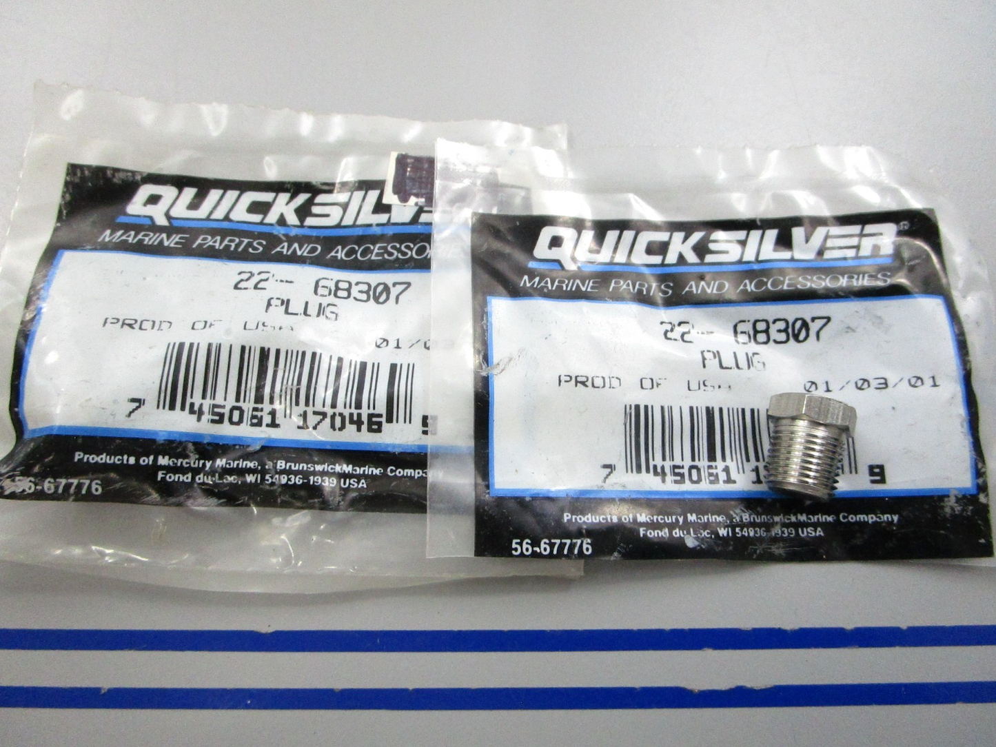 NEW OEM (LOT OF 2) 22-68307 Mercury Quicksilver Plug 0810