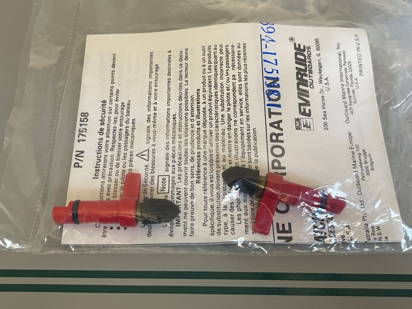 NEW OEM (LOT OF 2) 175158 0175158 OMC Johnson Evinrude Valve Kit 0810