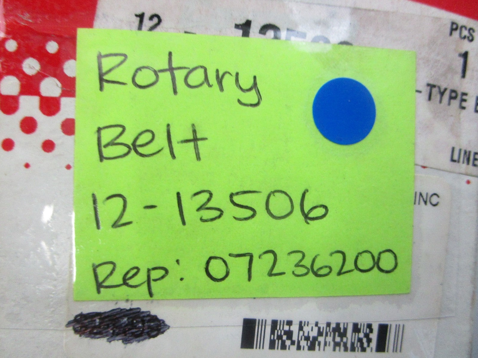 NEW 12-13506 Replaces: 07236200 Rotary Belt 0810