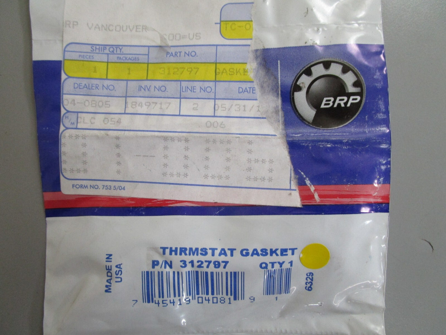 *NEW OEM* 0810 OMC Johnson Evinrude Gasket 312797 0312797