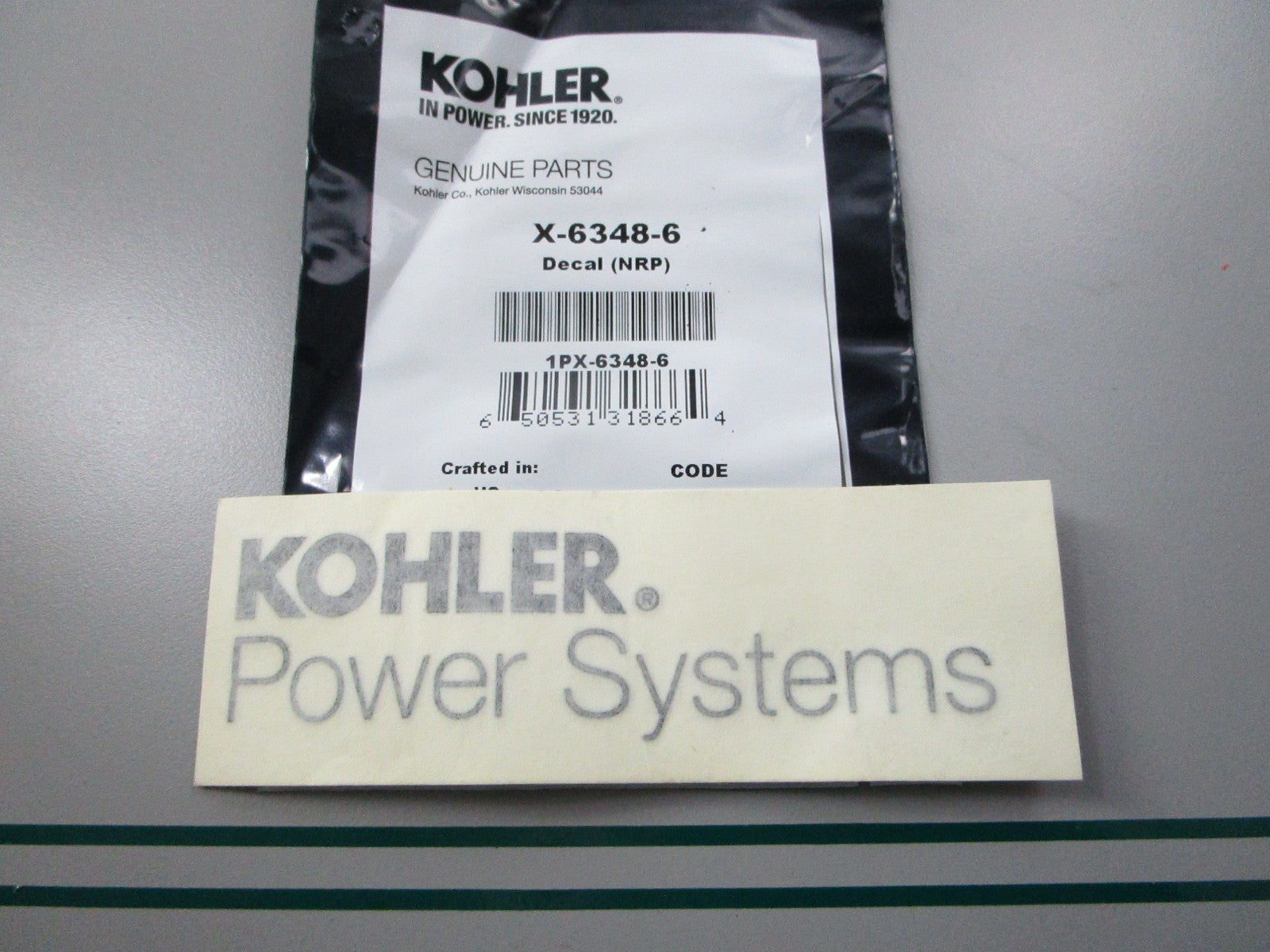 NEW OEM X-6348-6  X63486 Kohler Decal (NEP) 0810