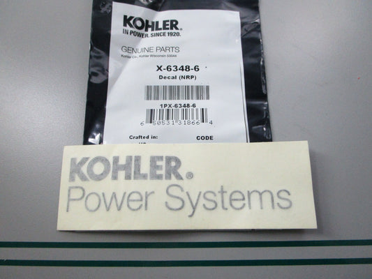 NEW OEM X-6348-6  X63486 Kohler Decal (NEP) 0810