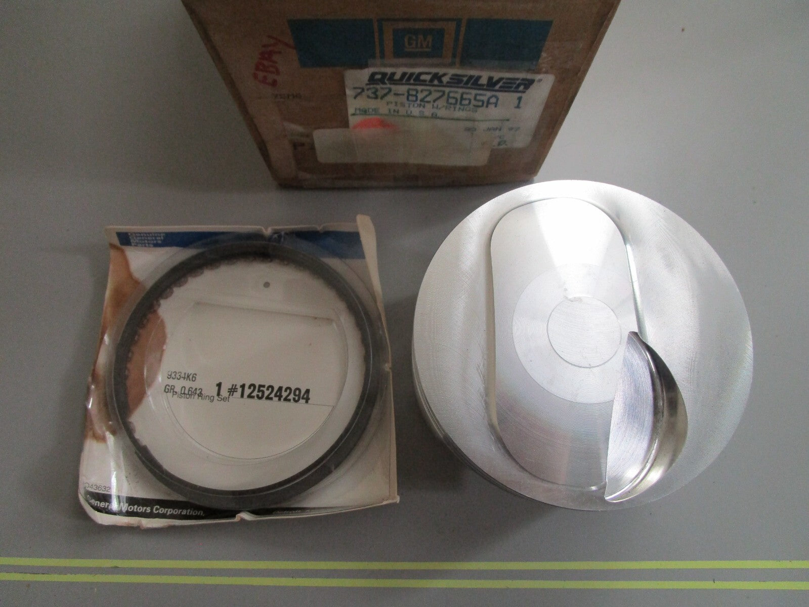 *NEW OEM* 0820 Mercury Quicksilver Piston w/ Rings 737-827665A1