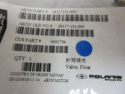 *NEW OEM* 0720 Polaris Float Valve 0451734