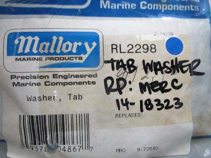 *NEW* 0810 Mallory Tab Washer 9-72640 Replaces: Mercury 14-18323