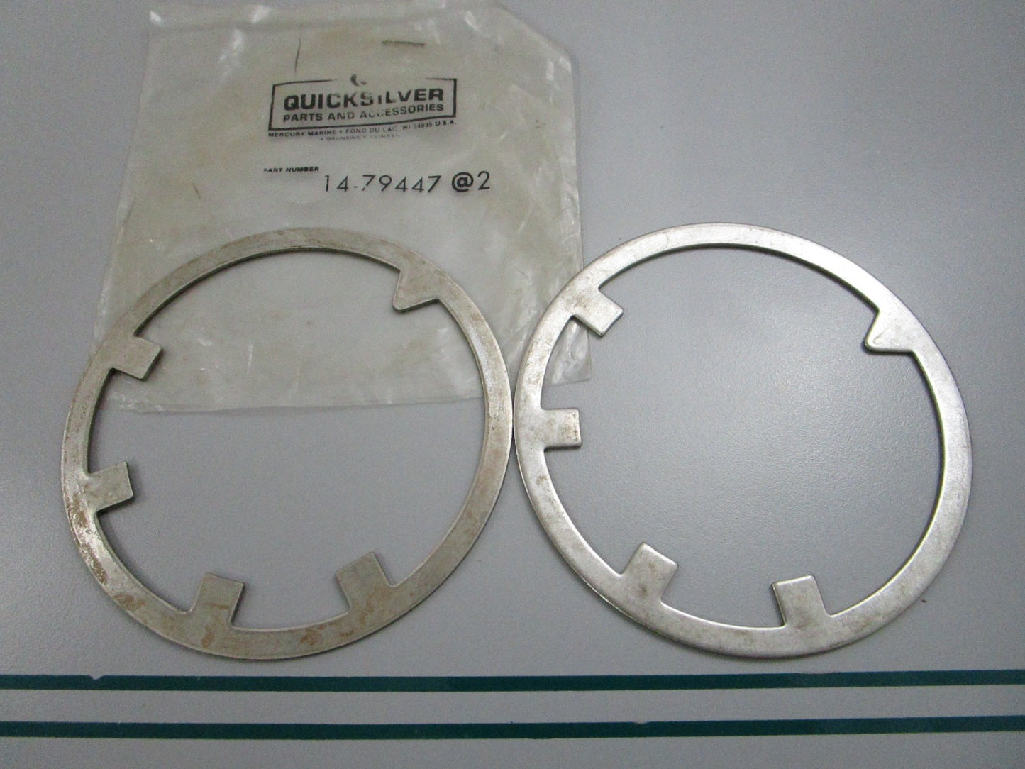 NEW OEM (LOT OF 2) 14-79447 Mercury Quicksilver Tab Washer 0810