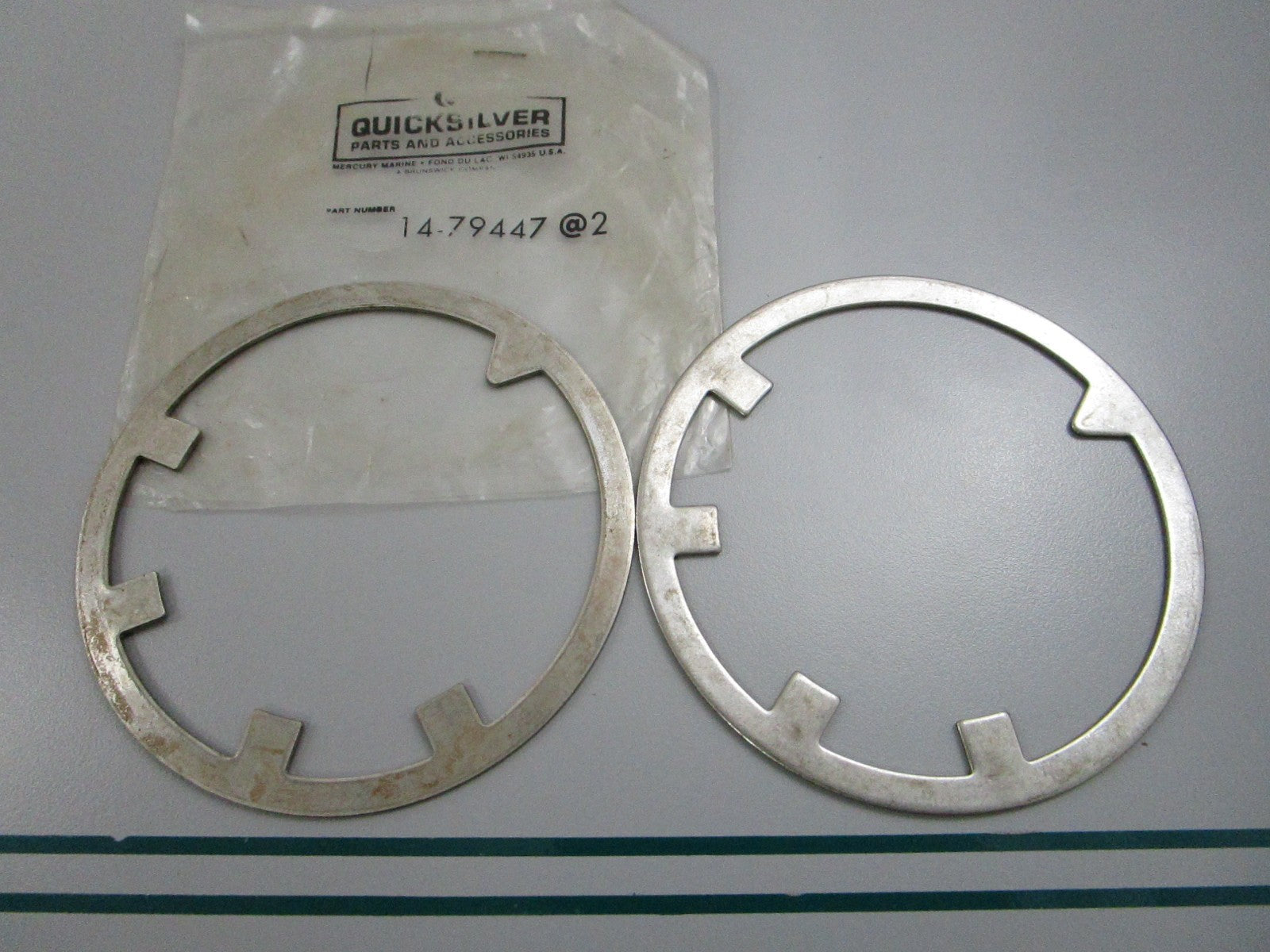 NEW OEM (LOT OF 2) 14-79447 Mercury Quicksilver Tab Washer 0810