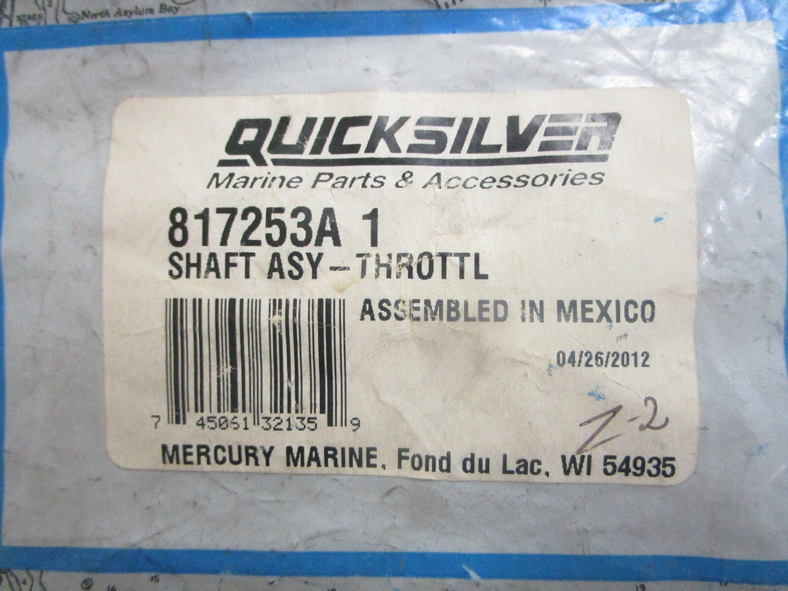 *NEW OEM* 0810 Mercury Quicksilver Throttle Shaft Assembly 817253A1