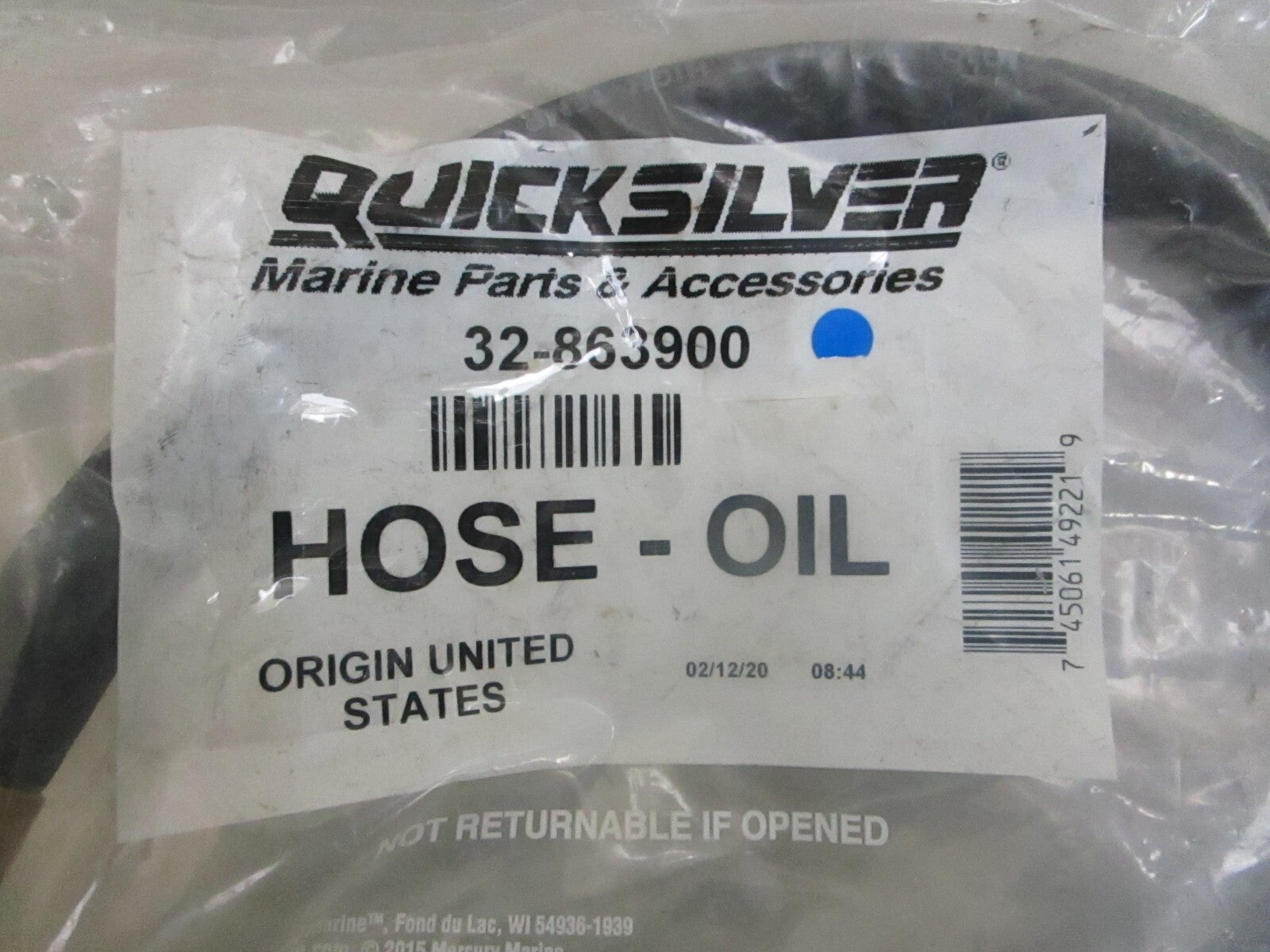*NEW OEM* 0820 Mercury Quicksilver Oil Hose 32-863900