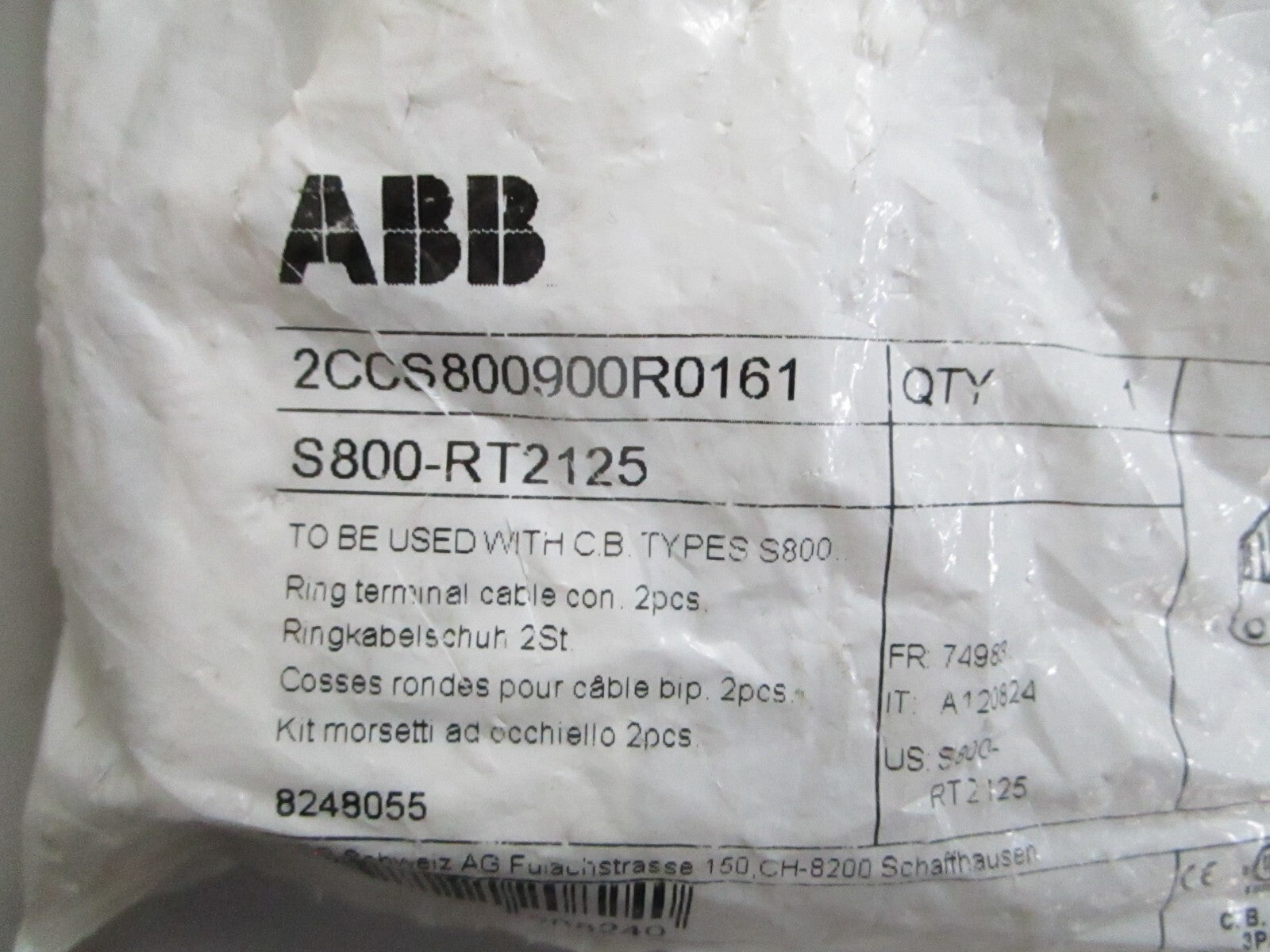 *NEW* 0820 ABB Ring Tongue Terminal Kit S800-RT2125