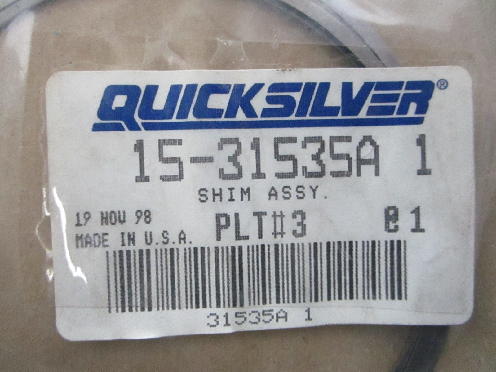 *NEW OEM* (LOT OF 2) 0810 Mercury Quicksilver Shim Assembly 15-31535A 1