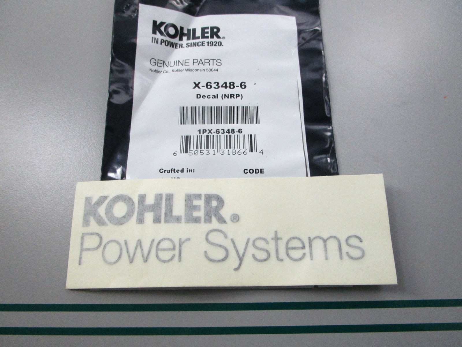 NEW OEM X-6348-6  X63486 Kohler Decal (NEP) 0810