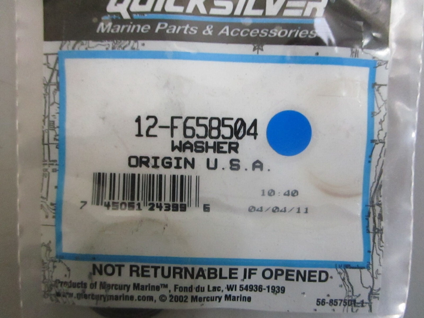 *NEW OEM* 0810 Mercury Quicksilver Washer 12-F658504