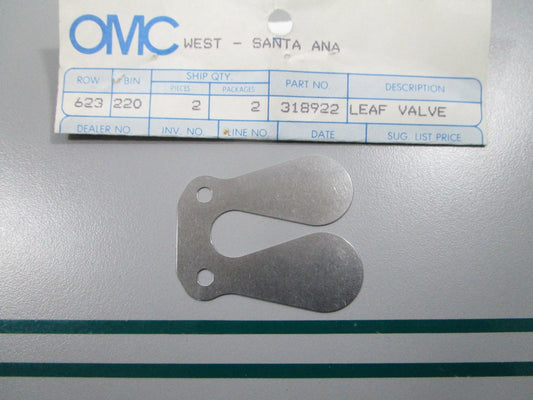 NEW OEM 318922 0318922 OMC Johnson Evinrude Leaf Valve 0810