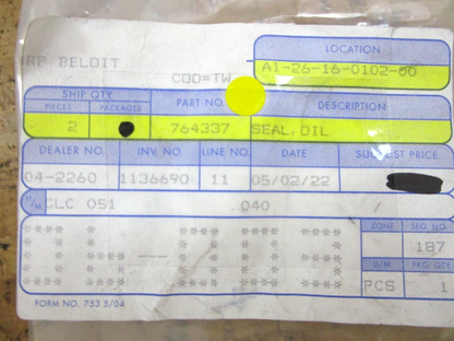 *NEW OEM* 0750 OMC Johnson Evinrude SEAL, OIL 764337 0764337